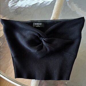 Strapless Black Ribbed Women's Top